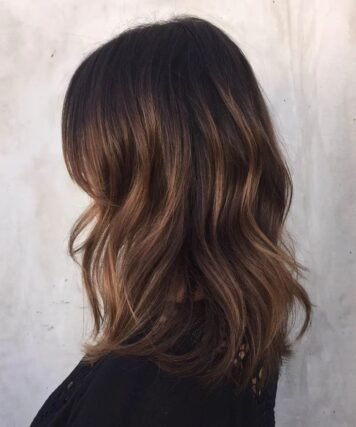 Shiny brunette hair with a natural gloss-only color refresh