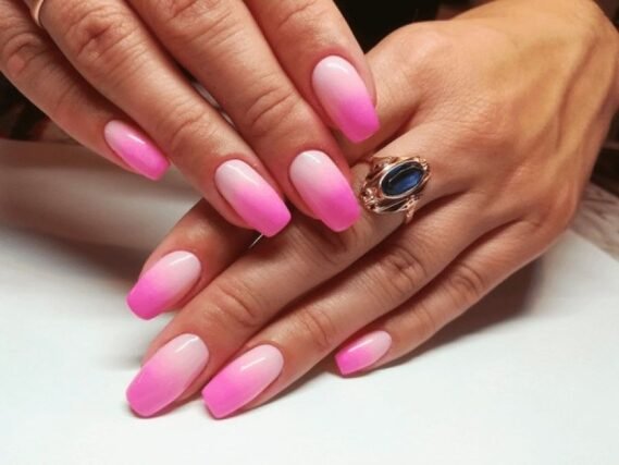 Ombre gradient nail polish blending two shades