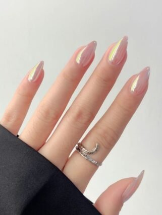 Modern fine-line French manicure with thin coloured tips