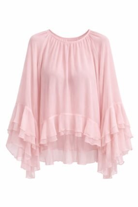 Georgette ruffle blouse styled for a soft, feminine evening look