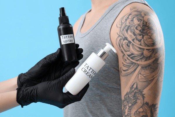 Recommended tattoo aftercare products including unscented moisturizer