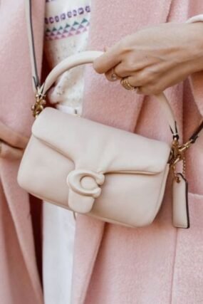Coach Pillow Tabby ivory napa leather clutch