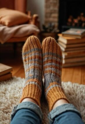 Merino wool socks and ice cleats for winter boots