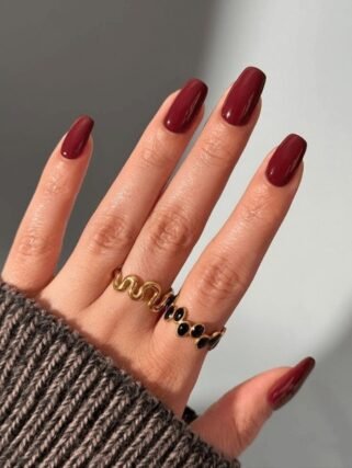 deep wine red nail polish manicure