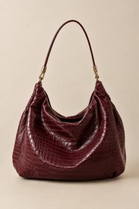 JW Pei Gabbi wine croc ruched hobo bag
