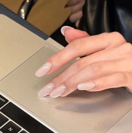 milky nude nail polish for office manicure