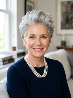 Pixie cut with crown volume for fine or gray mature hair