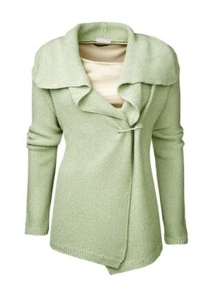 Sage green knit shacket layered outfit