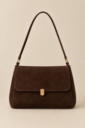 Staud Tommy suede shoulder bag in chocolate