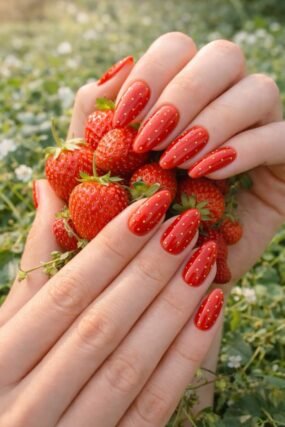 strawberry red nail art design