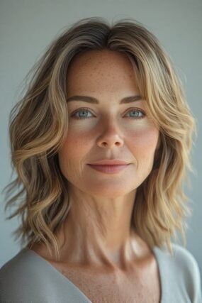 Texturized lob haircut for fine and thinning mature hair