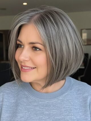 Gray bob at week 4 with nape touching the collar and at week 8 with the shape lost